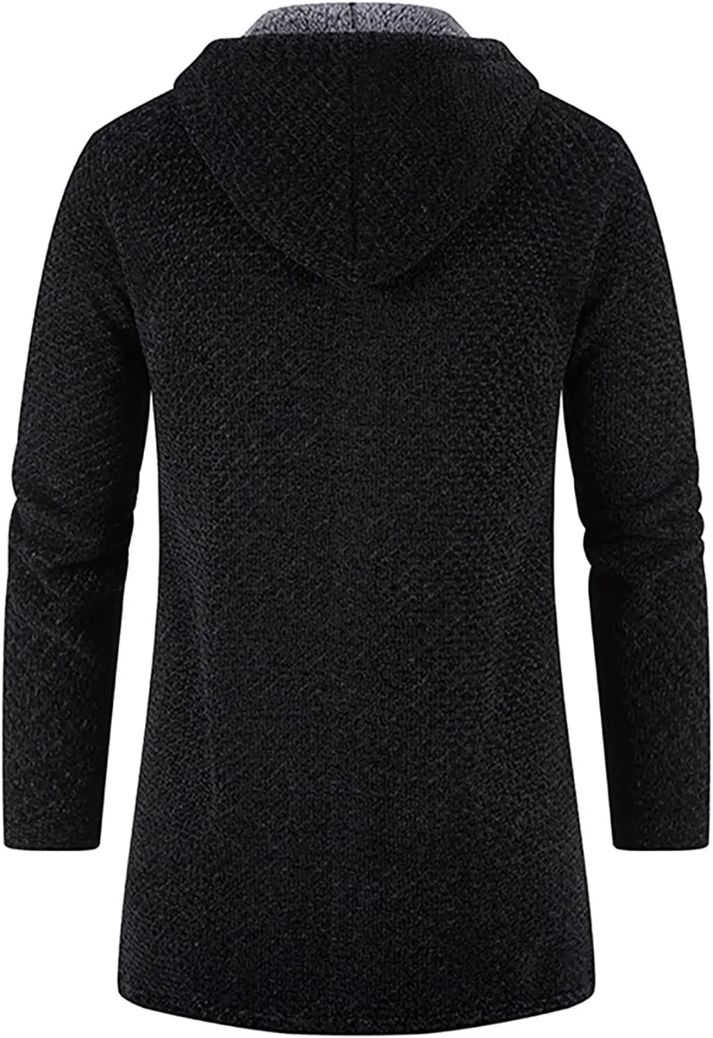 Mens Hoodies Pullover Plaid Knitting Drawstring Coat Sweater Warm Solid Color Jackets Tops Sleeve Hoodies
