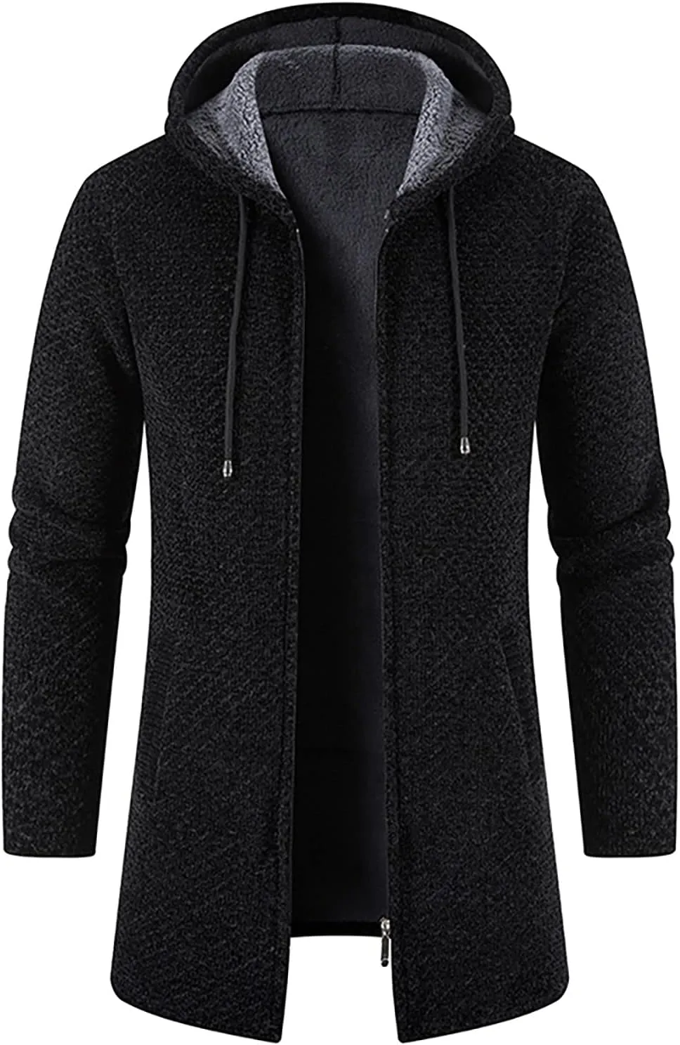 Mens Hoodies Pullover Plaid Knitting Drawstring Coat Sweater Warm Solid Color Jackets Tops Sleeve Hoodies
