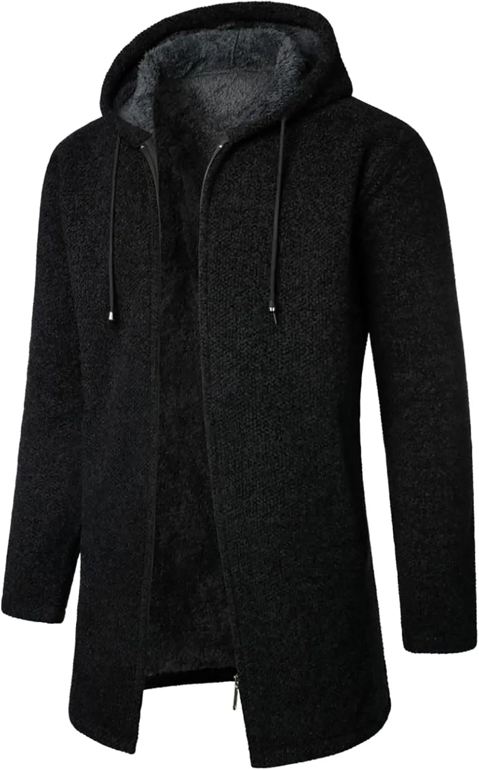 Mens Hoodies Pullover Plaid Knitting Drawstring Coat Sweater Warm Solid Color Jackets Tops Sleeve Hoodies