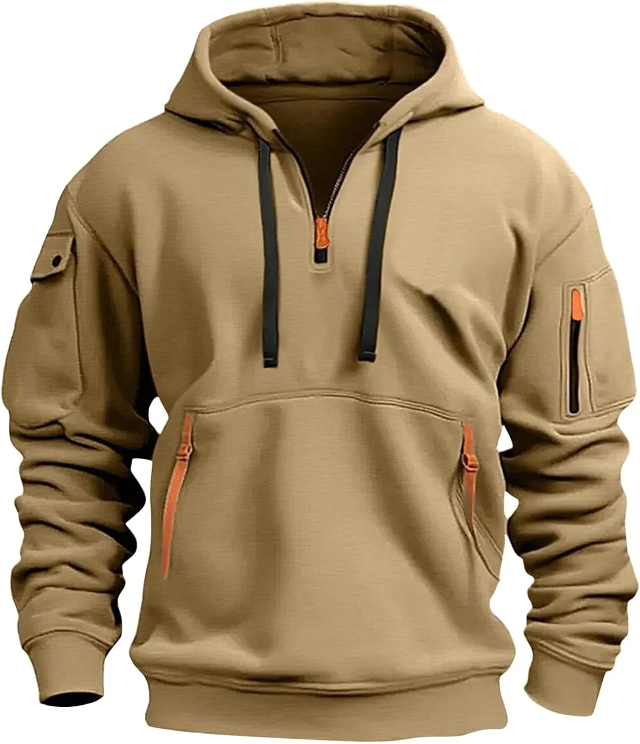 Men's Hoodies Quarter Zip Pullover Vintage Workout Running Active Hoodies with Pockets Military Tactical Sweatshirt