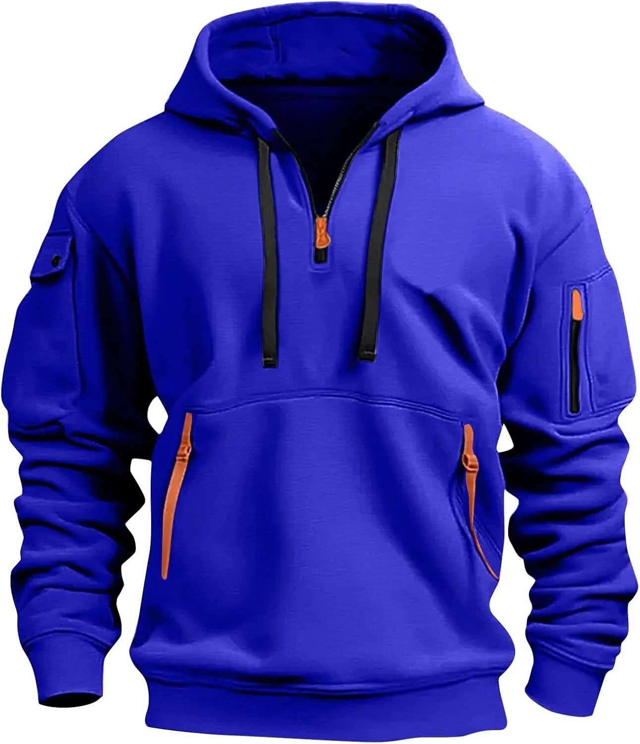 Men's Hoodies Quarter Zip Pullover Vintage Workout Running Active Hoodies with Pockets Military Tactical Sweatshirt