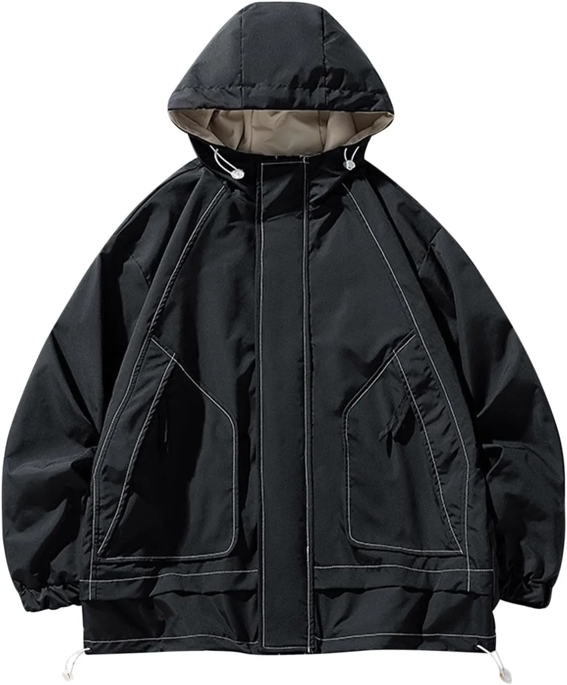 Mens Jacket Windproof with Hooded Outdoor Hiking Coat Lightweight Casual Windbreaker Coats Classic Workwear Hoodie