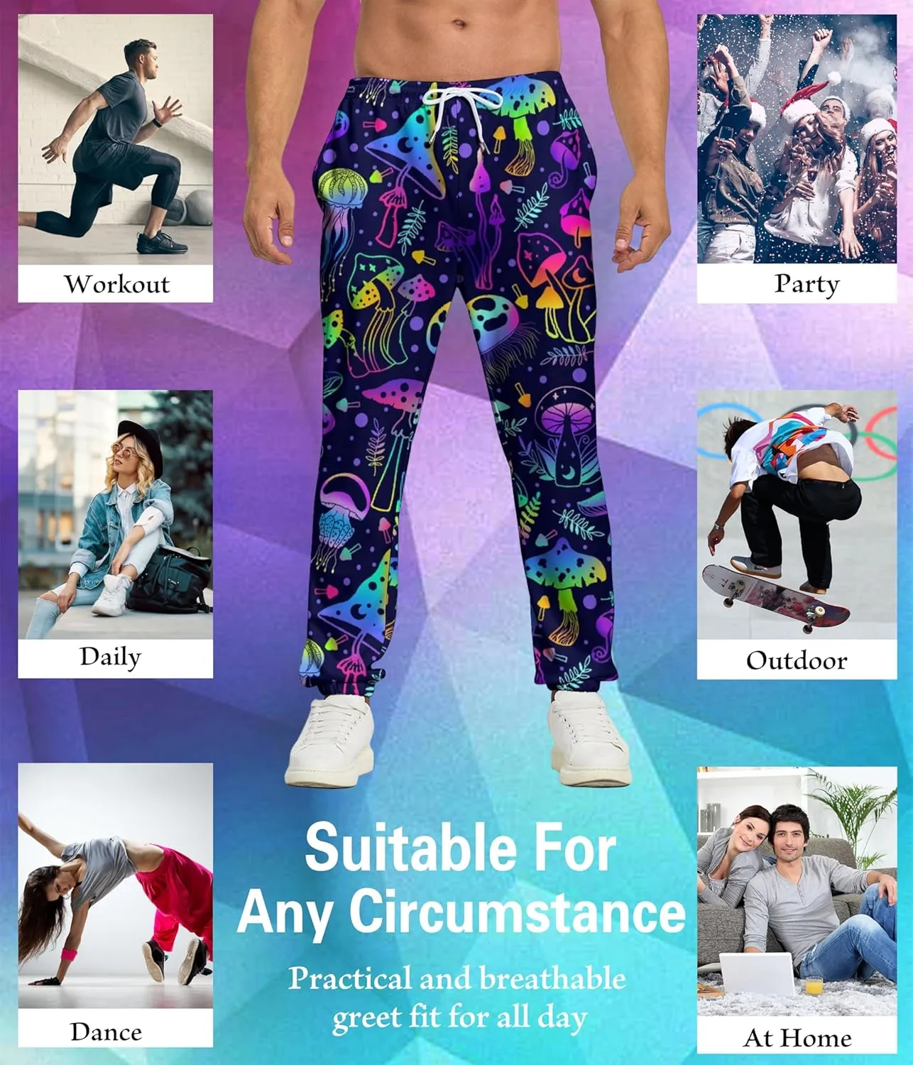 Men's Jogger Pants Sweatpants Funny Jogger Workout Track Pants with Pockets Running Athletic Pants