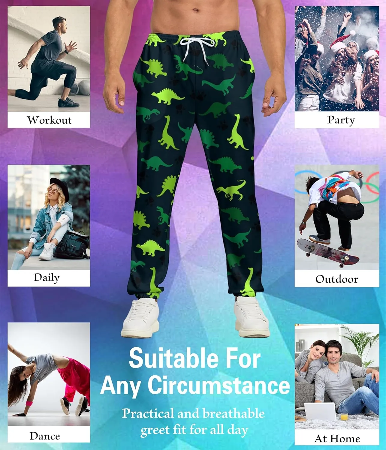 Men's Jogger Pants Sweatpants Funny Jogger Workout Track Pants with Pockets Running Athletic Pants
