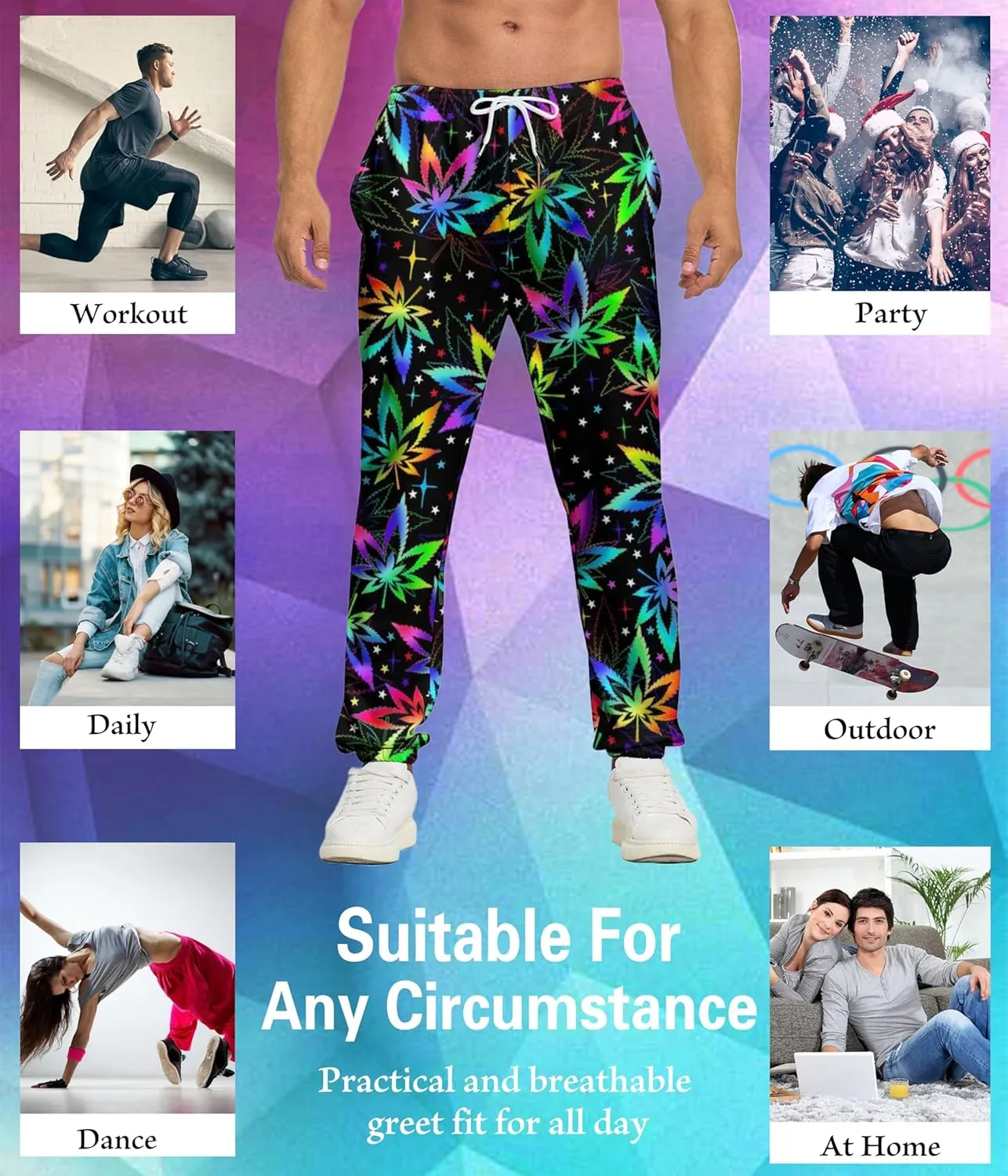 Men's Jogger Pants Sweatpants Funny Jogger Workout Track Pants with Pockets Running Athletic Pants