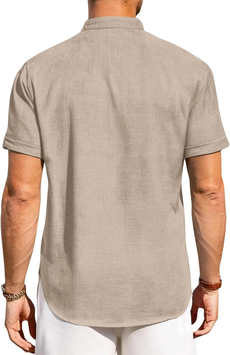 Men's Lightweight Linen Shirts Casual Short Sleeve Breathable Button Henley T-Shirt Summer Beach Hawaiian Shirt for Men