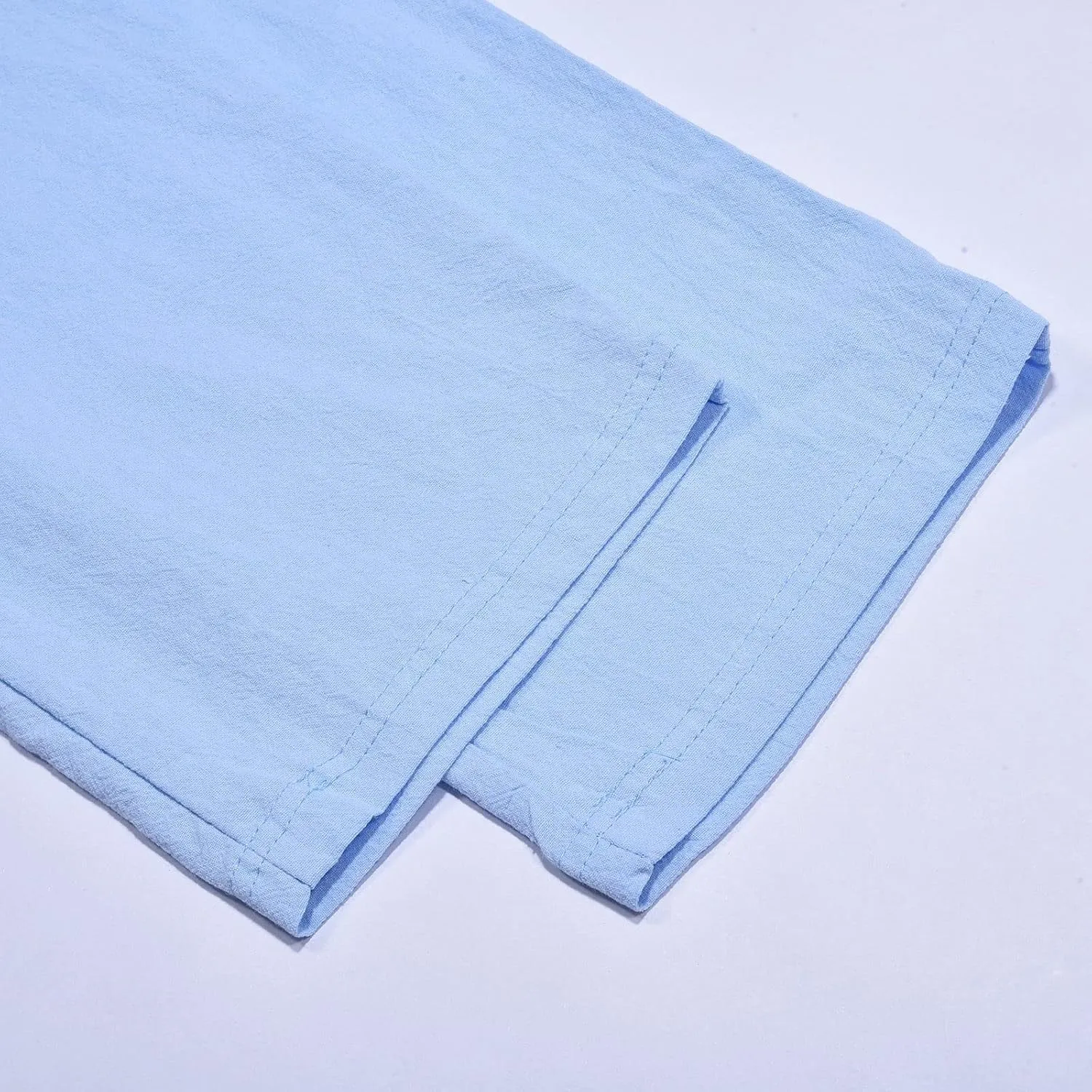 Men's Linen Solid Color Casual Drawstring Pocket Pants Lightweight Elastic Waist