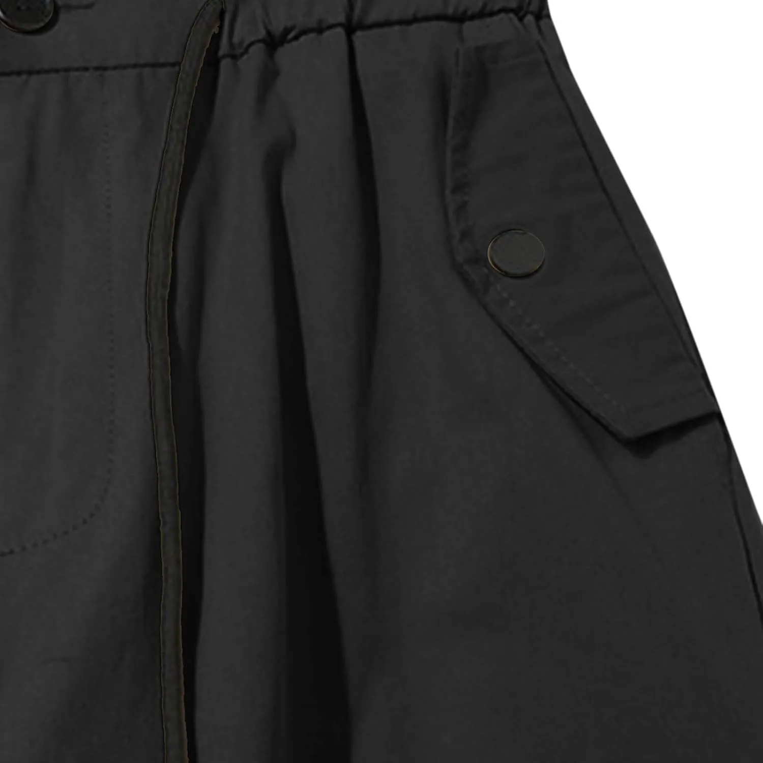 Mens Loose Straight Elastic Waist Cargo Pant Wide-Leg Drawstring Trousers Solid Multi-Pockets Pants Plus Size M-5xl