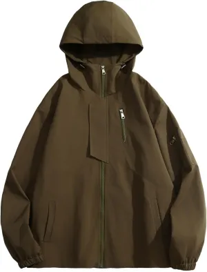 Men's Outdoor Waterproof Soft Shell Hooded Casual Jacket Youth Outdoor Sports Wear Fashion Simple Classic Jackets Coat