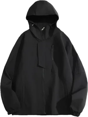 Men's Outdoor Waterproof Soft Shell Hooded Casual Jacket Youth Outdoor Sports Wear Fashion Simple Classic Jackets Coat