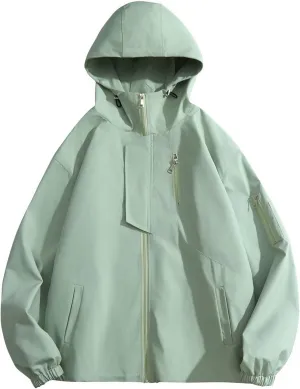 Men's Outdoor Waterproof Soft Shell Hooded Casual Jacket Youth Outdoor Sports Wear Fashion Simple Classic Jackets Coat