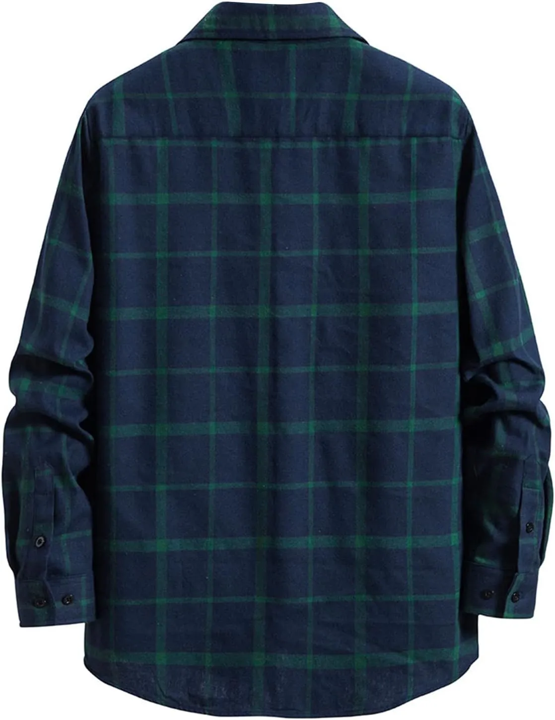 Men's Plaid Flannel Shirt Button Down Long Sleeve Regular-Fit Shacket Jacket Lapel Checked Oxford Gingham Shirts