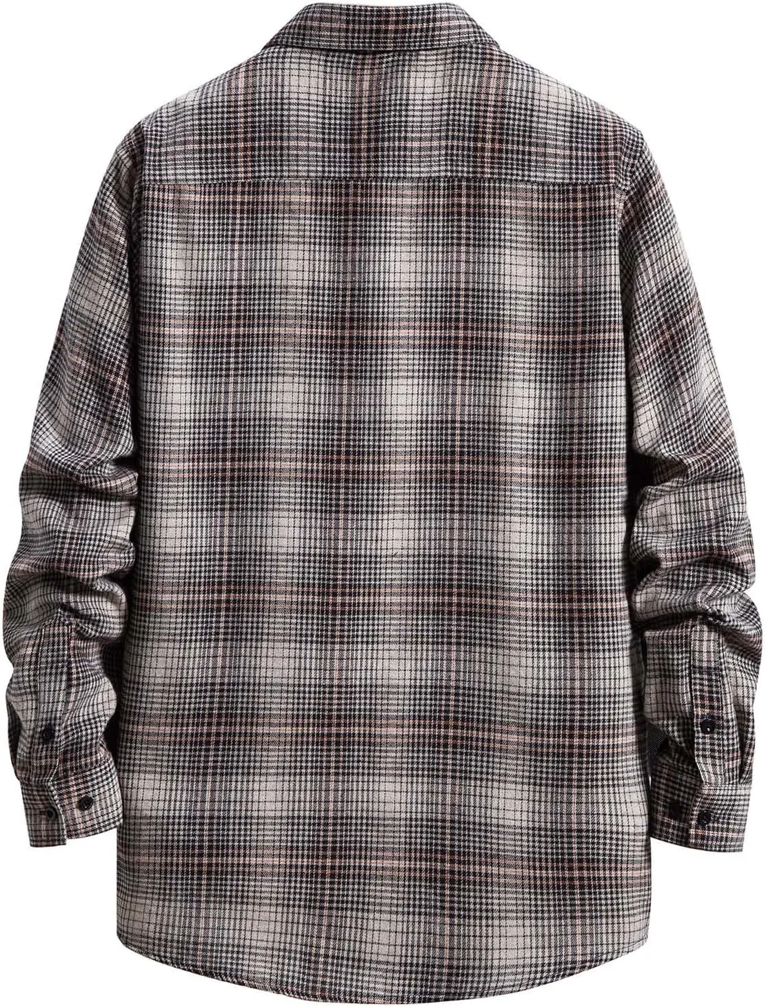 Men's Plaid Flannel Shirt Button Down Long Sleeve Regular-Fit Shacket Jacket Lapel Checked Oxford Gingham Shirts