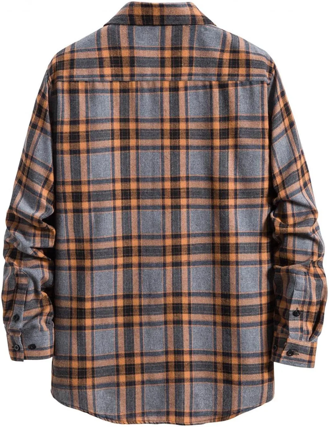 Men's Plaid Flannel Shirt Button Down Long Sleeve Regular-Fit Shacket Jacket Lapel Checked Oxford Gingham Shirts