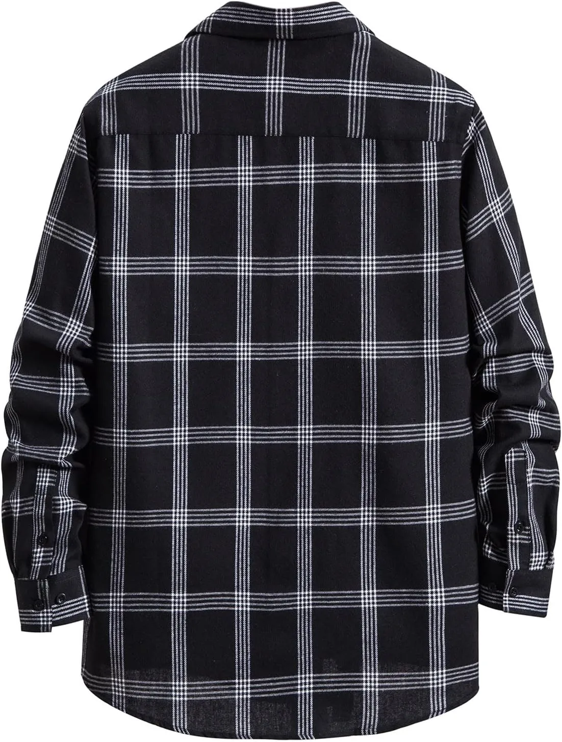 Men's Plaid Flannel Shirt Button Down Long Sleeve Regular-Fit Shacket Jacket Lapel Checked Oxford Gingham Shirts
