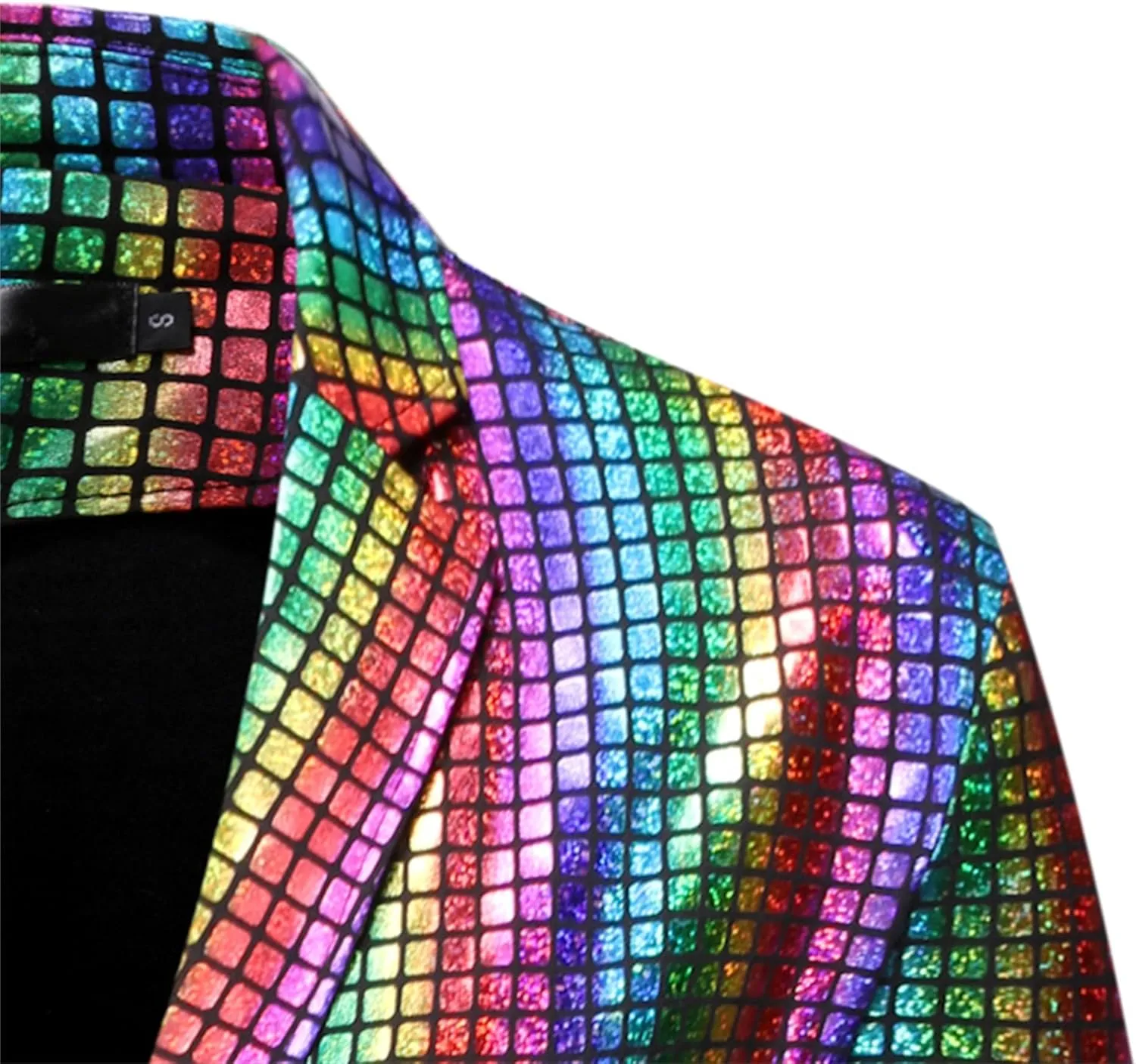 Men's Plaid Party Nightclub Dress Suit Jacket 2 Button Metallic Fashion Blazer Sequin Slim Fit Stylish Sport Coat