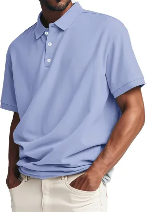 Men's Polo Shirts Loose Fit Short Sleeve Big and Tall Tshirts Classic Collared Golf Tennis Tees Muscle Work Tops