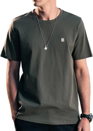 Men's Pure Cotton T-Shirt, Classic Round Neck Short Sleeved TopMens Crew Neck T Shirts
