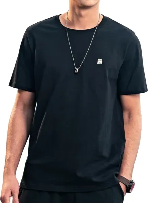 Men's Pure Cotton T-Shirt, Classic Round Neck Short Sleeved TopMens Crew Neck T Shirts
