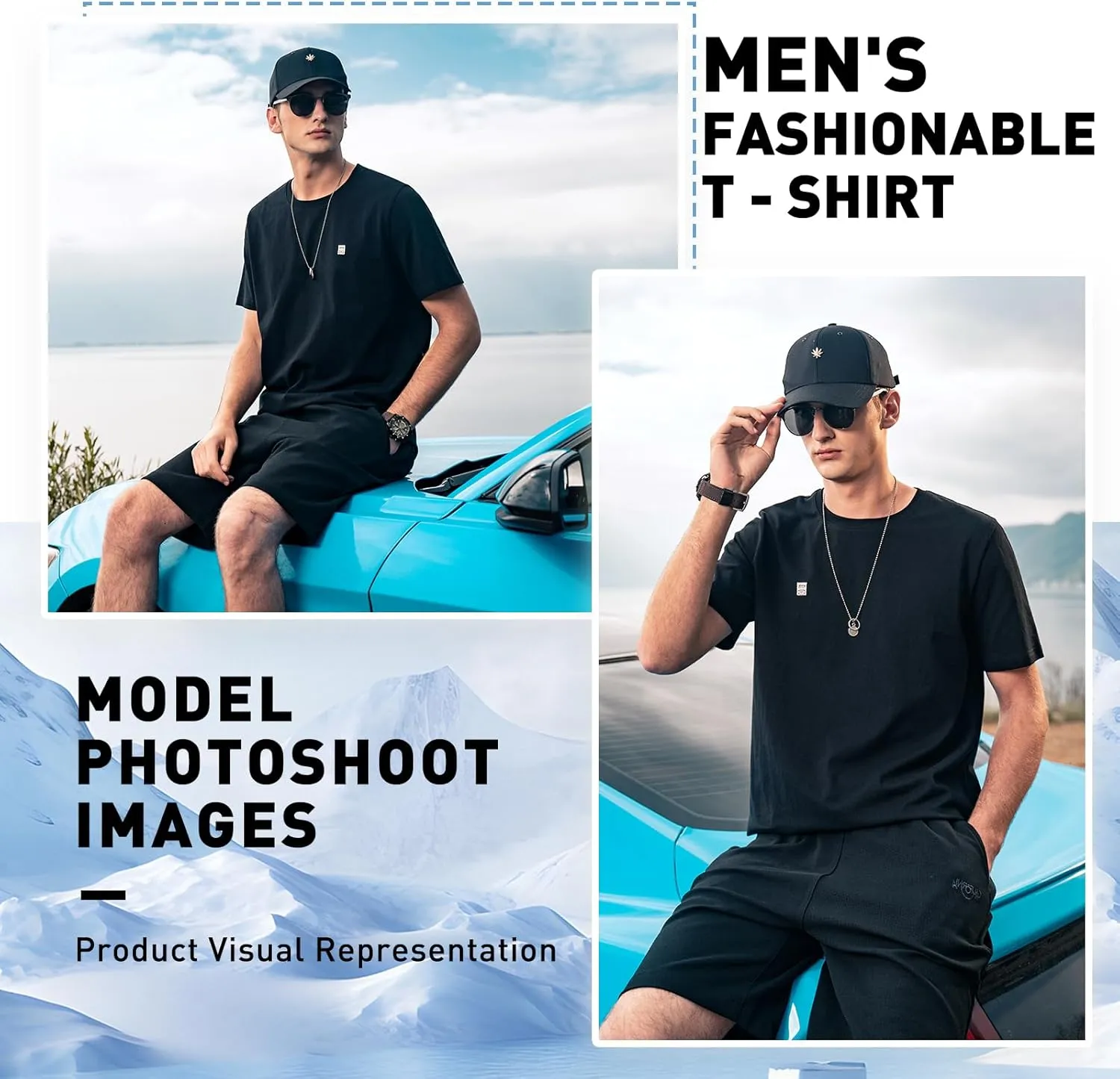 Men's Pure Cotton T-Shirt, Classic Round Neck Short Sleeved TopMens Crew Neck T Shirts