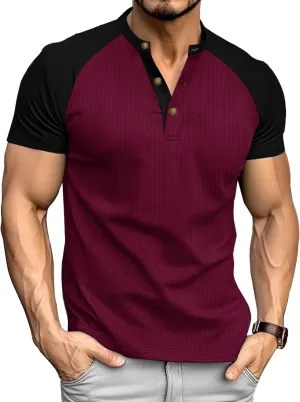 Men's Short Sleeve Henley Shirts Casual Lightweight Slim Fit Henley T-Shirts Gym Workout Athletic Basic Tees Tops