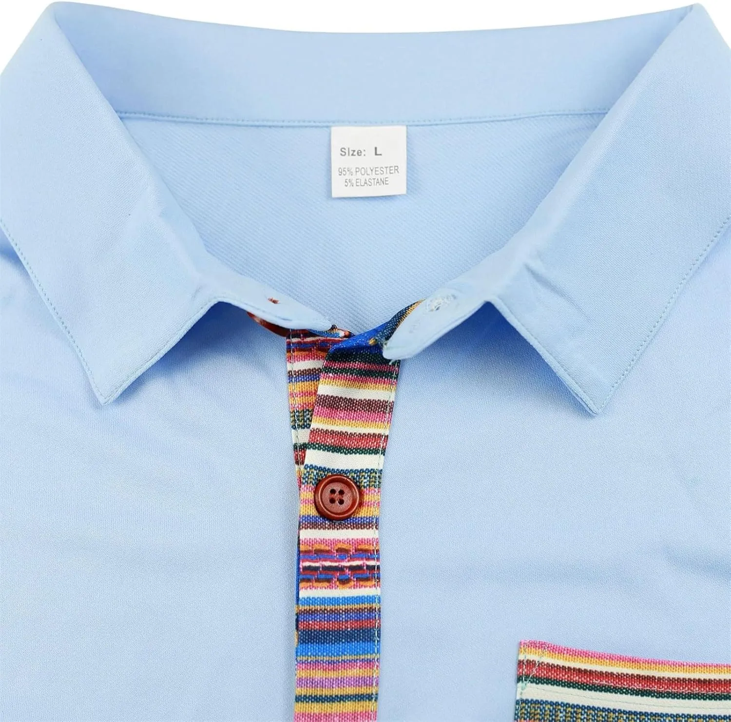 Men's Slim Fit Golf Polo Shirts Classic Short Sleeve Striped Performance Moisture Wicking Quick Dry Button Down