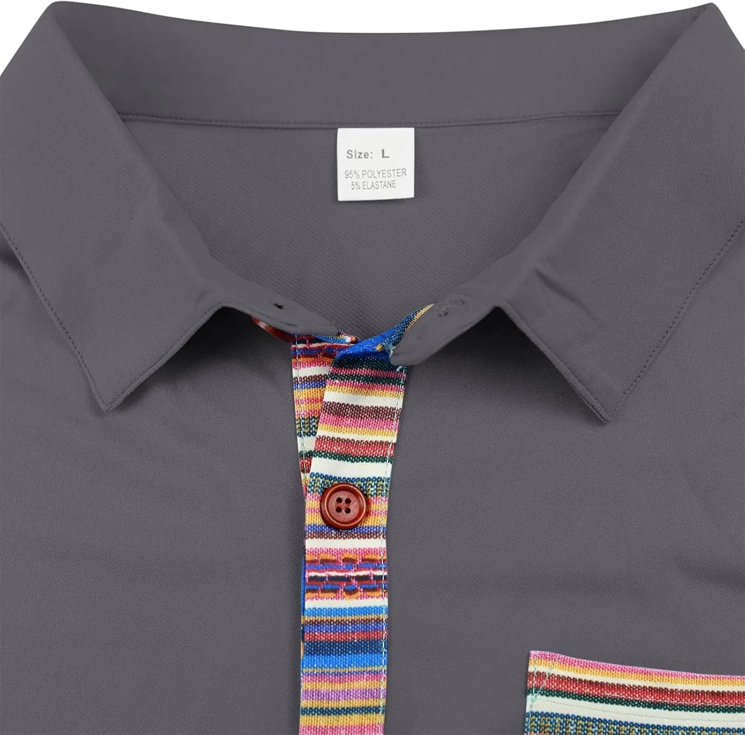 Men's Slim Fit Golf Polo Shirts Classic Short Sleeve Striped Performance Moisture Wicking Quick Dry Button Down