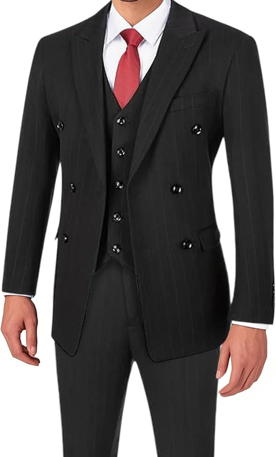 Men's Suit Set 3 Pieces Plaid Slim Fit Suit Formal Bussiness Wedding Suit Casual Prom Tuxedos Blazer Vest Pant