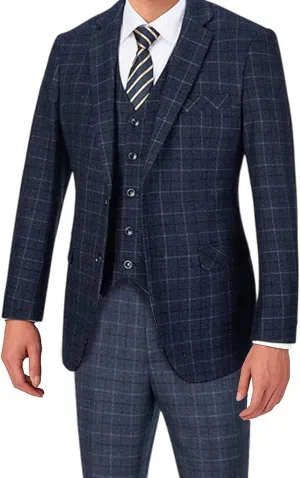 Men's Suit Set 3 Pieces Plaid Slim Fit Suit Formal Bussiness Wedding Suit Casual Prom Tuxedos Blazer Vest Pant