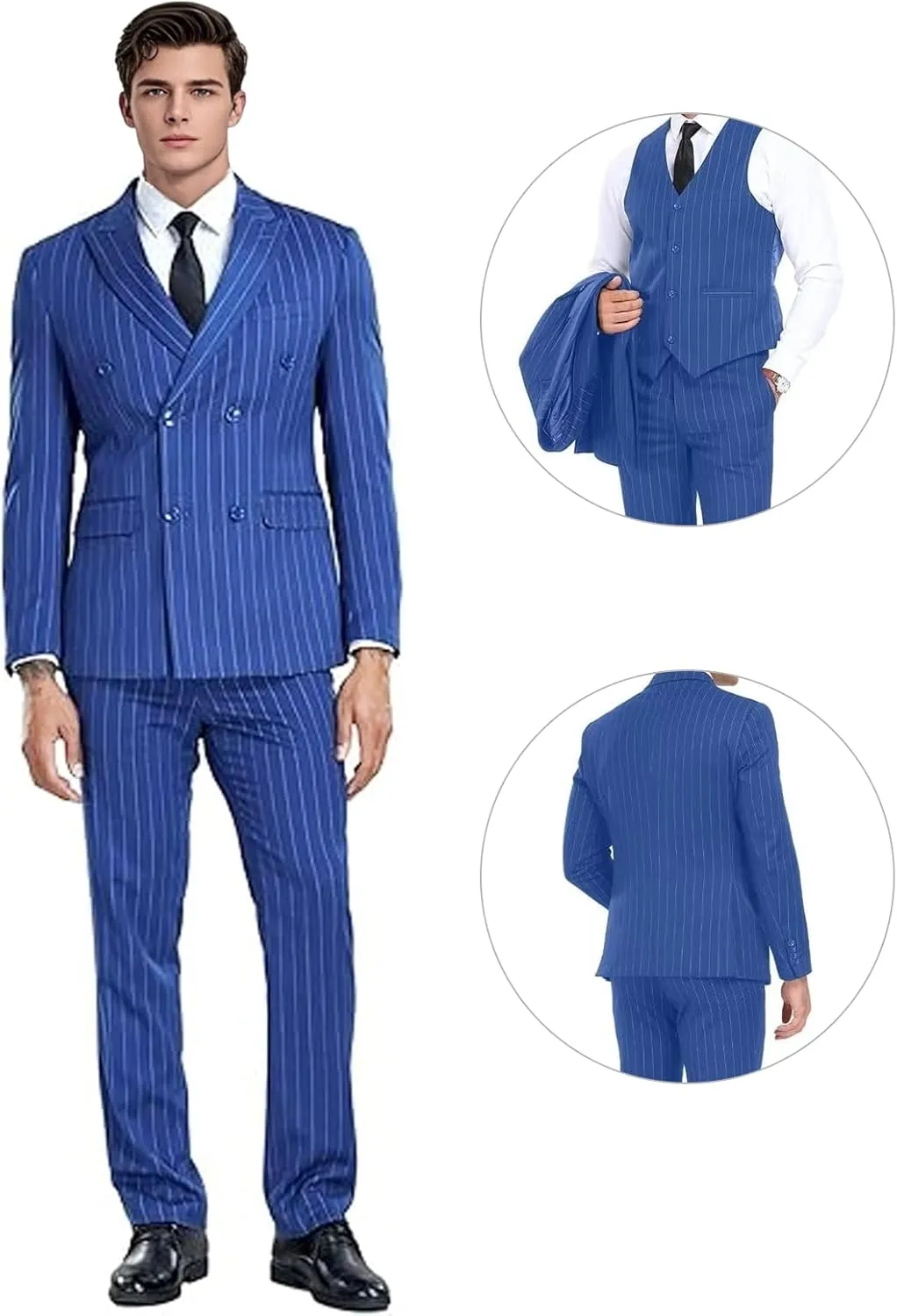 Men's Suit Set 3 Pieces Plaid Slim Fit Suit Formal Bussiness Wedding Suit Casual Prom Tuxedos Blazer Vest Pant