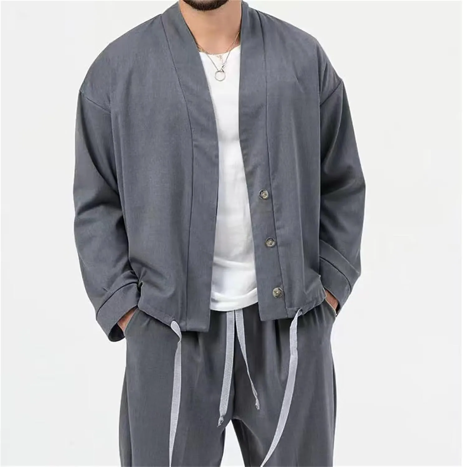 Mens Sweat Suits 2 Piece Button Down Cardigan and Jogging Pants Sweatsuit Sets Casual Athletic Outfits Loungewear