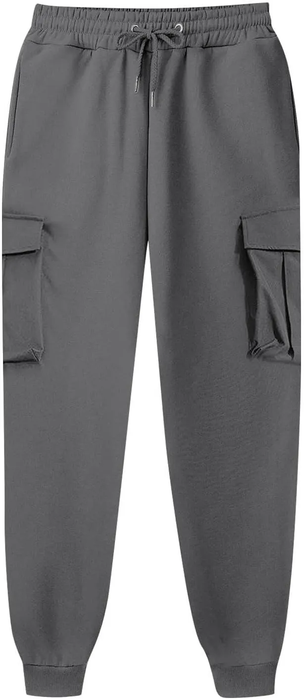 Mens Sweatpants with Pockets Big and Tall Pant Fleece Liend Pants Hiking Drawstring Joggers Cargo Pant Men Pants Hiking