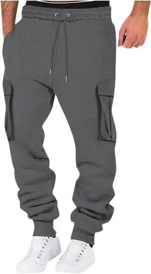 Mens Sweatpants with Pockets Big and Tall Pant Fleece Liend Pants Hiking Drawstring Joggers Cargo Pant Men Pants Hiking