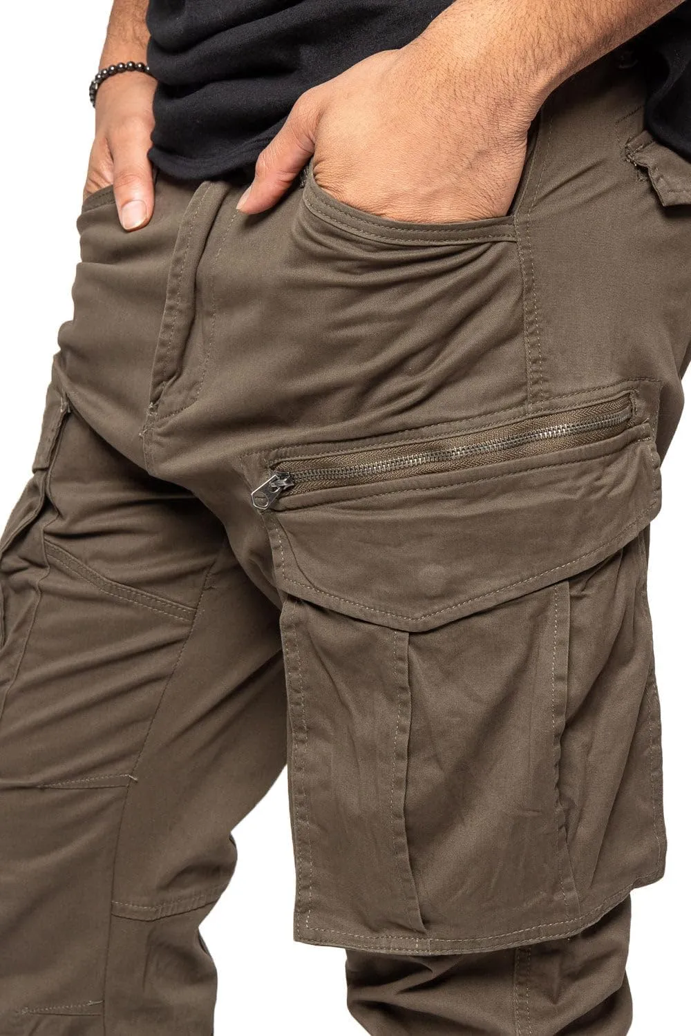 Men's Utility Cargo Pocket Cotton Jogger Pants