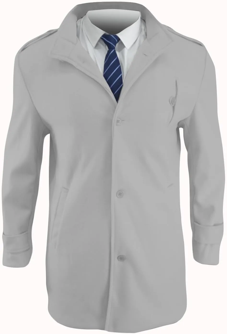 Men's Warm Winter Long Jacket Casual Classic Notched Collar Overcoat with Pockets