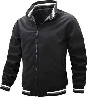 Mens Windproof Bomber Jacket Full Zip Lightweight Windbreaker Jackets Big and Tall Baseball Jacket Stylsih Golf Jacket