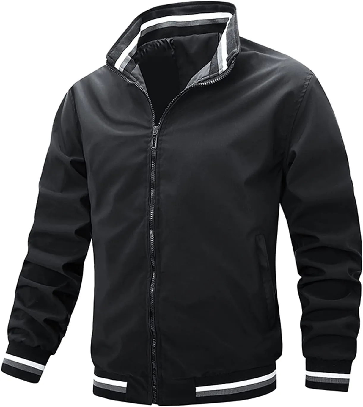 Mens Windproof Bomber Jacket Full Zip Lightweight Windbreaker Jackets Big and Tall Baseball Jacket Stylsih Golf Jacket