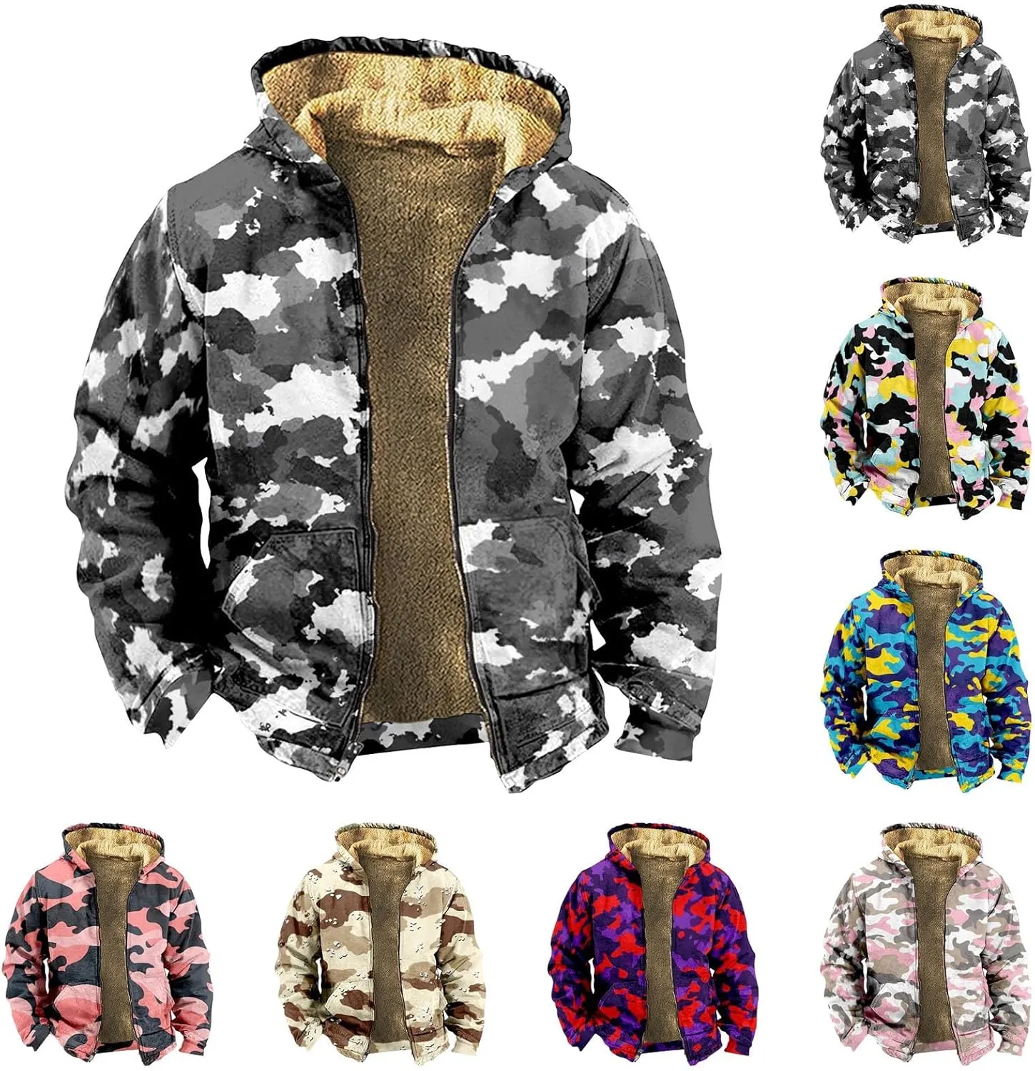 Men's Winter Coats Vintage Long Sleeve Coats: Classic Trendy Jackets Print Sweatshirt Sweaters Hoodie