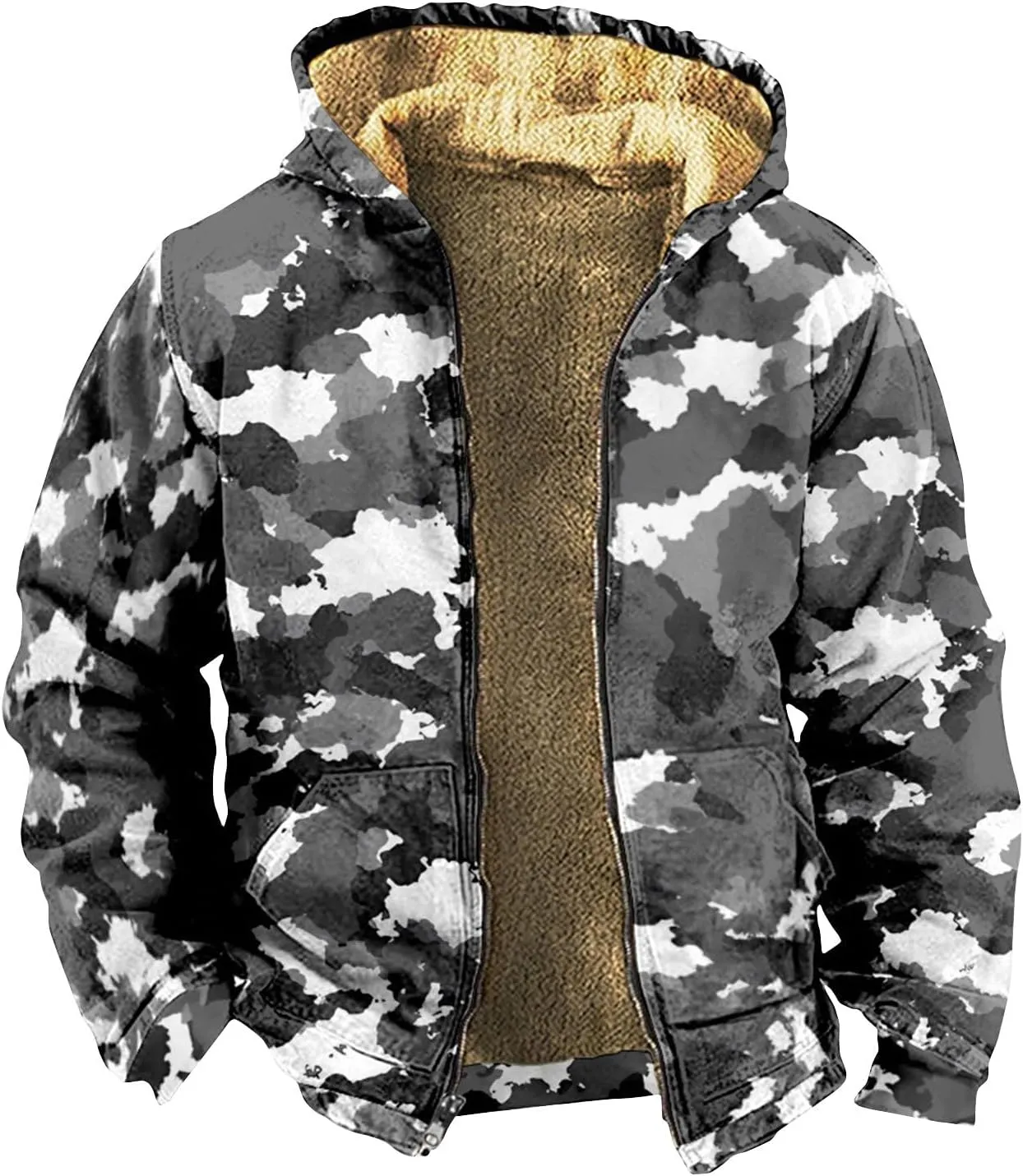 Men's Winter Coats Vintage Long Sleeve Coats: Classic Trendy Jackets Print Sweatshirt Sweaters Hoodie