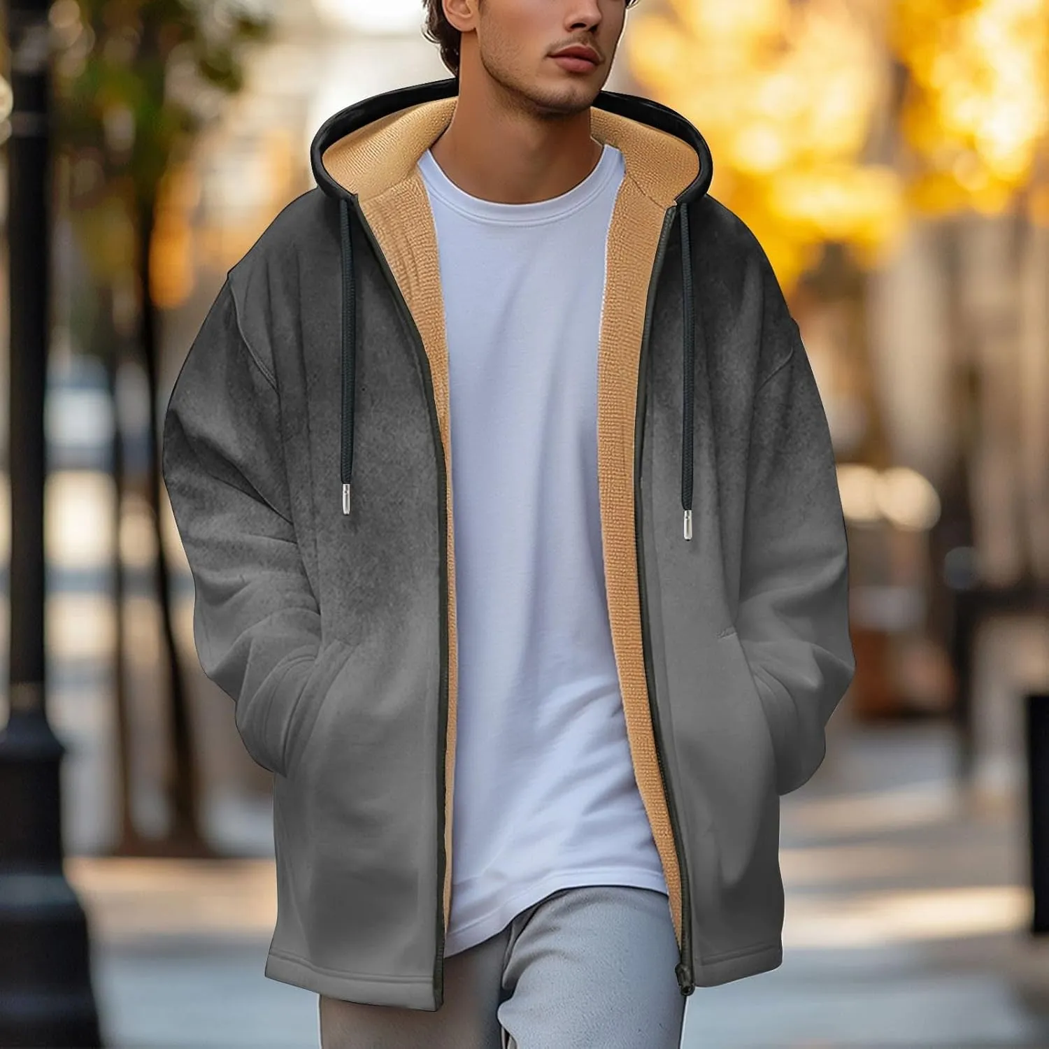 Mens Winter Coats Vintage Long Sleeve Coats: Classic Trendy Jackets Print Sweatshirt Sweaters Hoodie