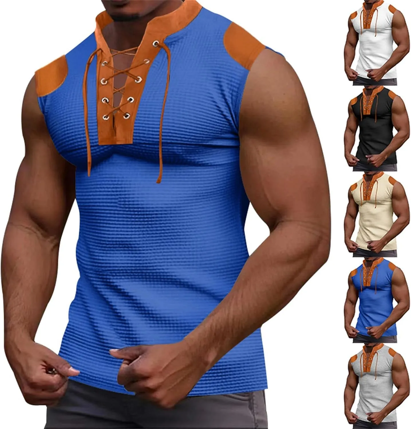 Men's Workout Hooded Tank Tops V Neck Sleeveless Drawstring Hoodies Bodybuilding Muscle Cut Off T Shirt with Pockets