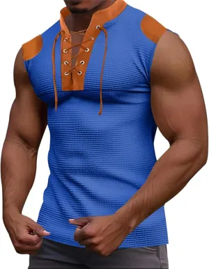 Men's Workout Hooded Tank Tops V Neck Sleeveless Drawstring Hoodies Bodybuilding Muscle Cut Off T Shirt with Pockets