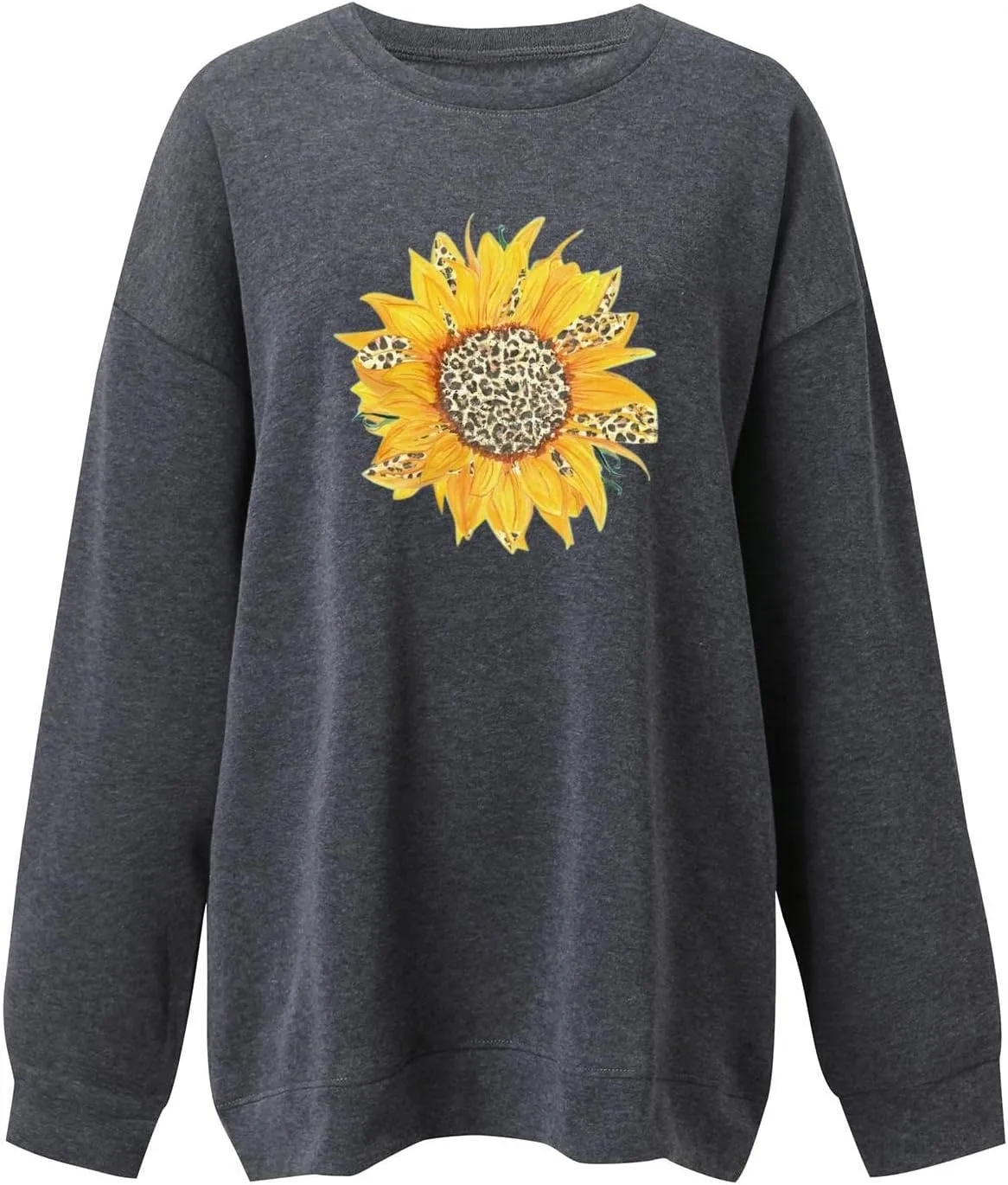 Oversized Sweatshirt for Women Crewneck Pullover Print Graphic Y2k Long Sleeve Top Fleece Jersey E-Girl Drop Shoulder Grunge
