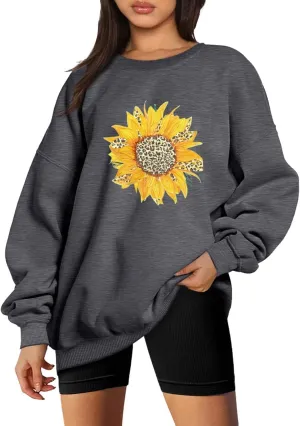 Oversized Sweatshirt for Women Crewneck Pullover Print Graphic Y2k Long Sleeve Top Fleece Jersey E-Girl Drop Shoulder Grunge