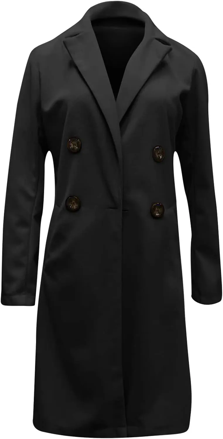 PETYCZEN Oversized Blazers for Women Long Sleeve Lapel Open Front Business Casual Tweed Blazer Jackets Casual Trench Coats