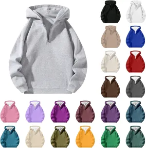 Quarter Zip Hoodies for Men Half Zip Up Hoodie Mens Long Sleeve Drop Shoulder Sweatshirt Loose Fit Casual Pullover