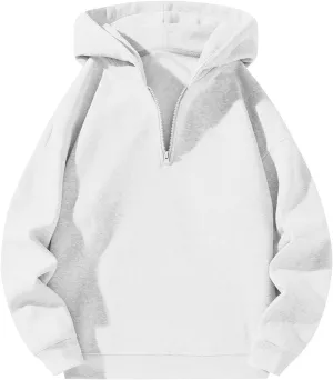 Quarter Zip Hoodies for Men Half Zip Up Hoodie Mens Long Sleeve Drop Shoulder Sweatshirt Loose Fit Casual Pullover