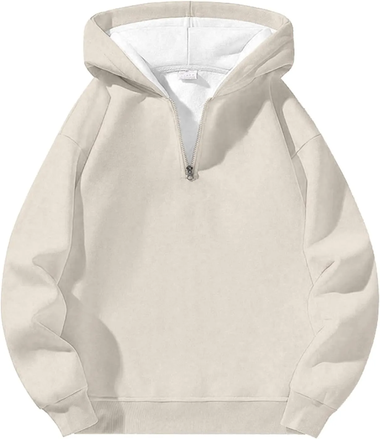 Quarter Zip Hoodies for Men Half Zip Up Hoodie Mens Long Sleeve Drop Shoulder Sweatshirt Loose Fit Casual Pullover