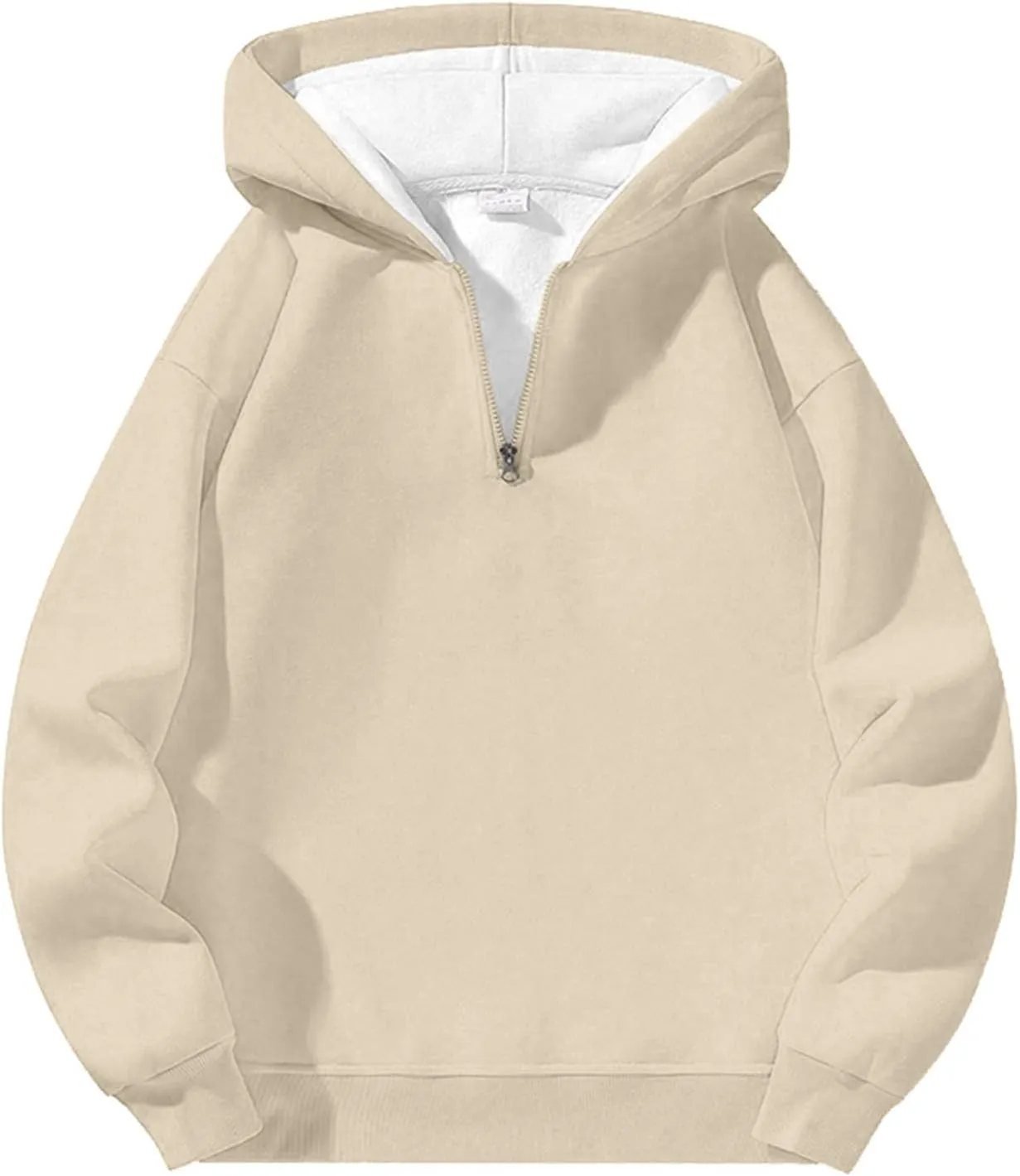 Quarter Zip Hoodies for Men Half Zip Up Hoodie Mens Long Sleeve Drop Shoulder Sweatshirt Loose Fit Casual Pullover