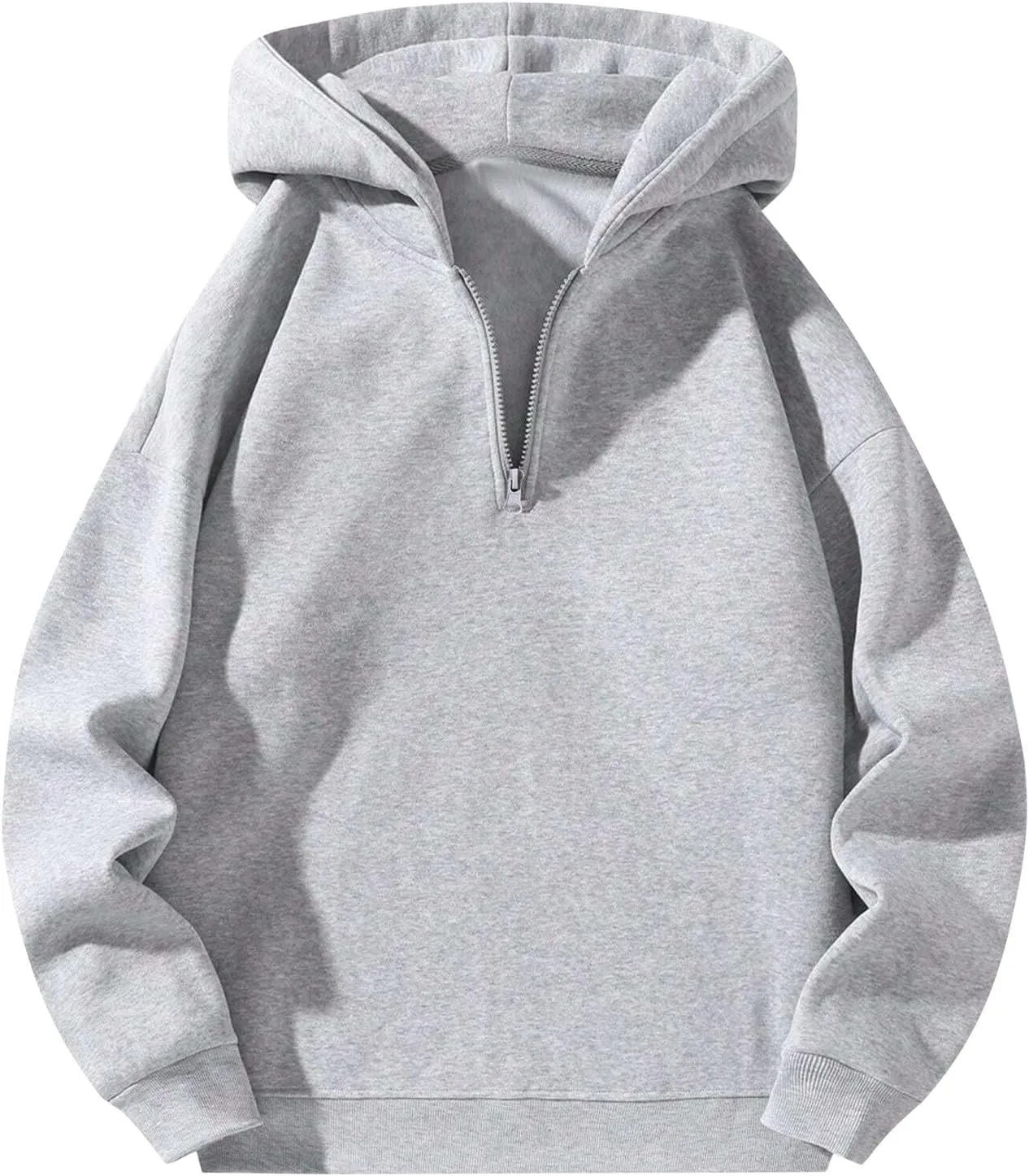 Quarter Zip Hoodies for Men Half Zip Up Hoodie Mens Long Sleeve Drop Shoulder Sweatshirt Loose Fit Casual Pullover